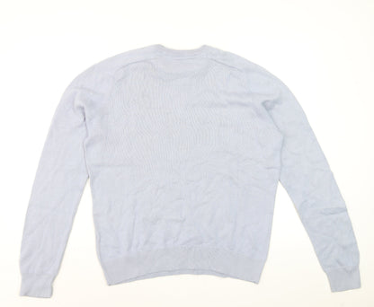 Farah Men's Light Blue Cotton Crew Neck Jumper S Modern Fit