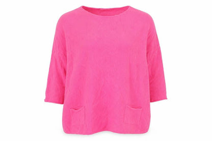 Bassini Women's Pink Cotton Blend Relaxed Pullover Jumper L