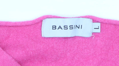 Bassini Women's Pink Cotton Blend Relaxed Pullover Jumper L