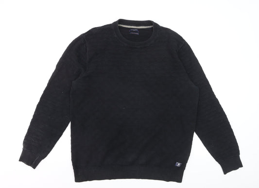 Jack & Jones Men’s Black Cotton Crew Neck Pullover Jumper L
