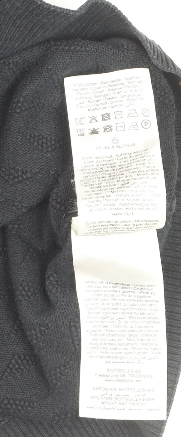 Jack & Jones Men’s Black Cotton Crew Neck Pullover Jumper L