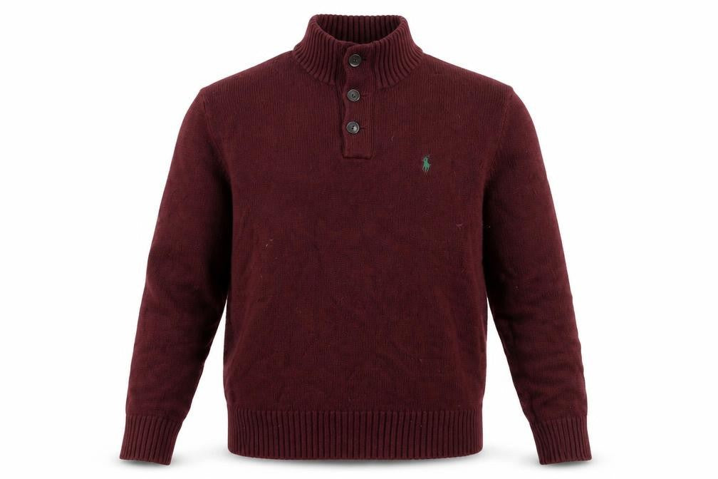 Ralph Lauren Men's Red Cotton Henley Jumper Size S