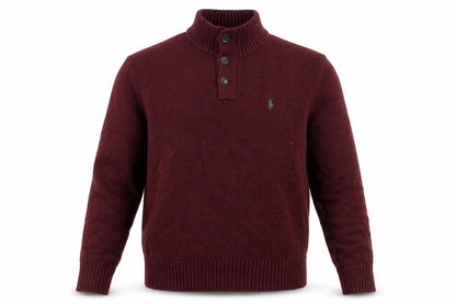 Ralph Lauren Men's Red Cotton Henley Jumper Size S