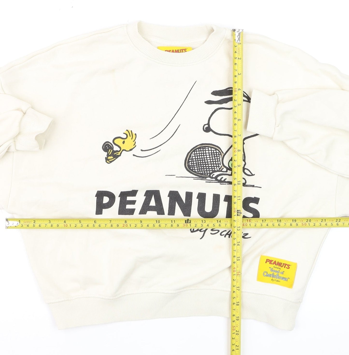 Pull&Bear Peanuts Snoopy Beige Women's Small Crew Neck Sweatshirt