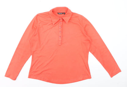 Rohan Womens Coral Long Sleeve Polo Shirt Size M Polyester