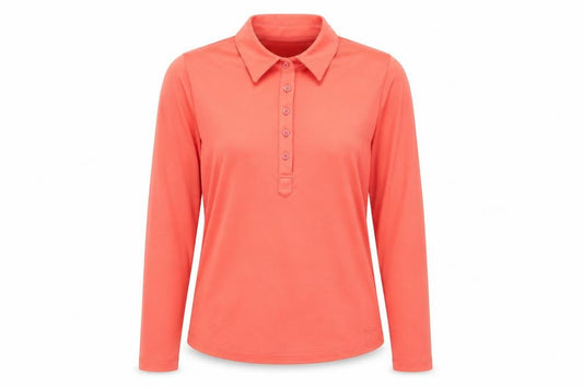 Rohan Womens Coral Long Sleeve Polo Shirt Size M Polyester
