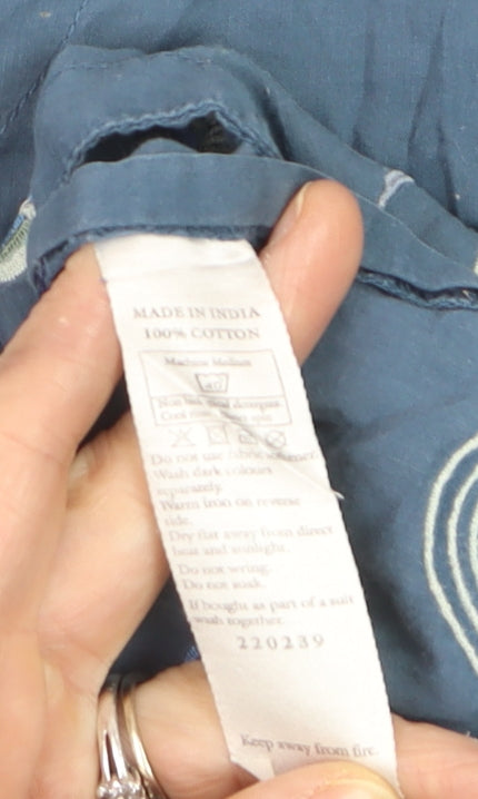 Monsoon Women's Blue Embroidered 3/4 Sleeve Wrap Blouse Size 12