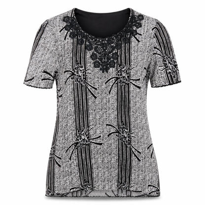 Anne Smith Womens Black Short Sleeve Knit Blouse Size 12