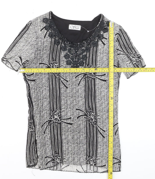 Anne Smith Womens Black Short Sleeve Knit Blouse Size 12