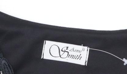 Anne Smith Womens Black Short Sleeve Knit Blouse Size 12