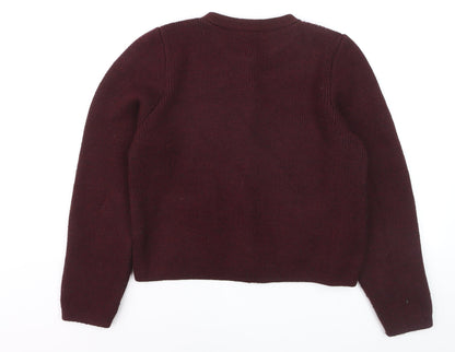 Zara Women Brown Crew Neck Long Sleeve Knit Cardigan Size 12