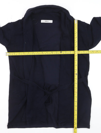 Zara Women Blue Knit Belted Long Sleeve Cardigan Size 12
