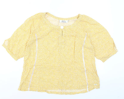 Dubarry Women’s Yellow Geometric Rayon Tunic Blouse UK 10