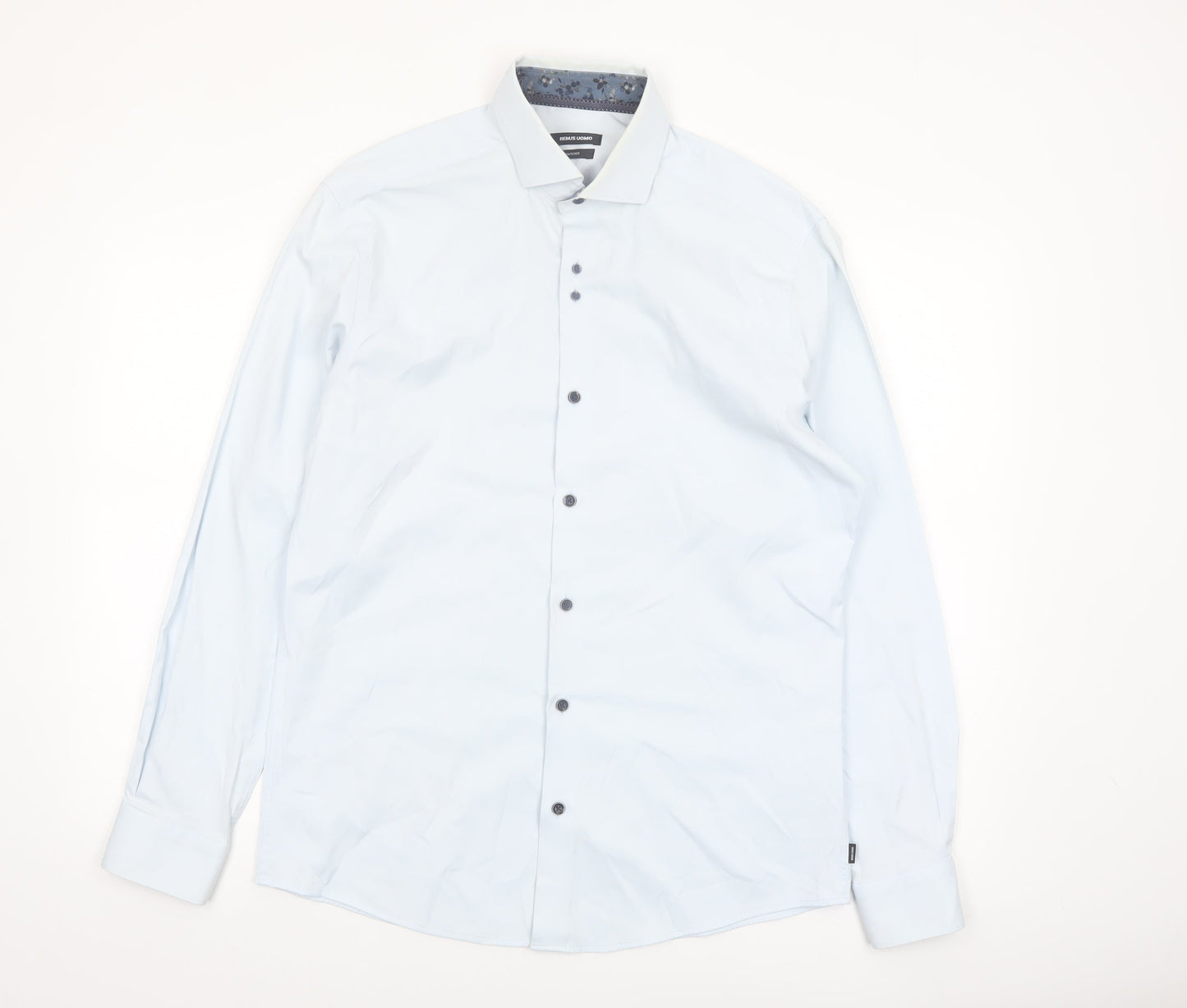 Remus Uomo Men's Light Blue Tapered Long Sleeve Button-Up Shirt 16/41