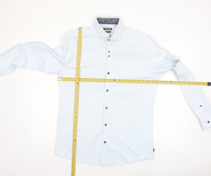 Remus Uomo Men's Light Blue Tapered Long Sleeve Button-Up Shirt 16/41