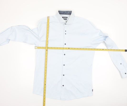 Remus Uomo Men's Light Blue Tapered Long Sleeve Button-Up Shirt 16/41