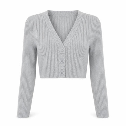 H&M Divided Women's Grey Ribbed Cropped Cardigan XXS Acrylic Knit