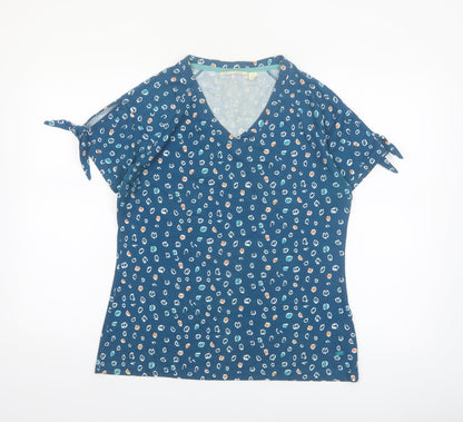 Trespass Womens Blue Patterned Short Sleeve V-Neck Cotton T-Shirt Size 12