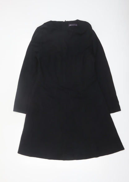 Marks and Spencer Women Black Size 14 A-Line Long Sleeve Work Dress