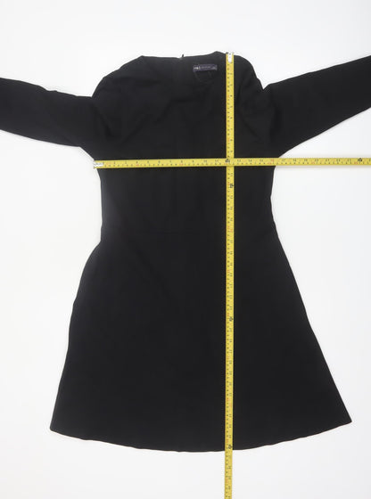 Marks and Spencer Women Black Size 14 A-Line Long Sleeve Work Dress