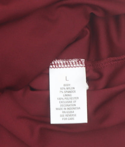 Roz & Ali Women's Red Lace 3/4 Sleeve V-Neck Blouse Size L