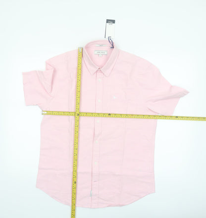 Jack Wills Men’s Pink Slim Fit Short Sleeve Button-Up Shirt M