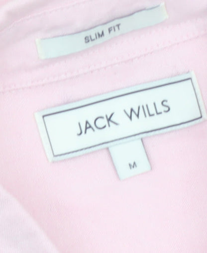 Jack Wills Men’s Pink Slim Fit Short Sleeve Button-Up Shirt M