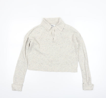 William Rast Women Ivory Collared Henley Knit Jumper XS