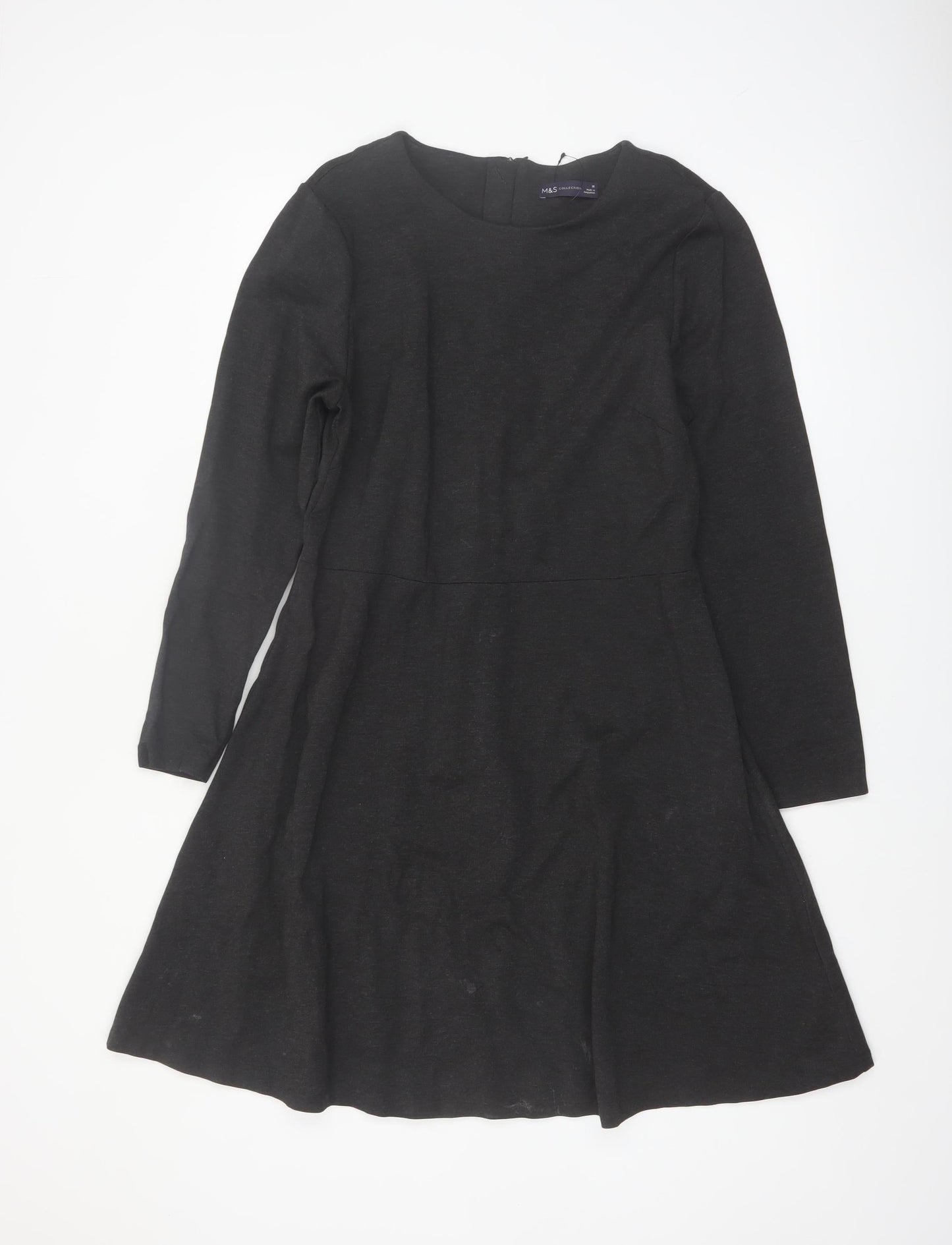 Marks and Spencer Women Black Size 16 Fit & Flare Knee Length Dress