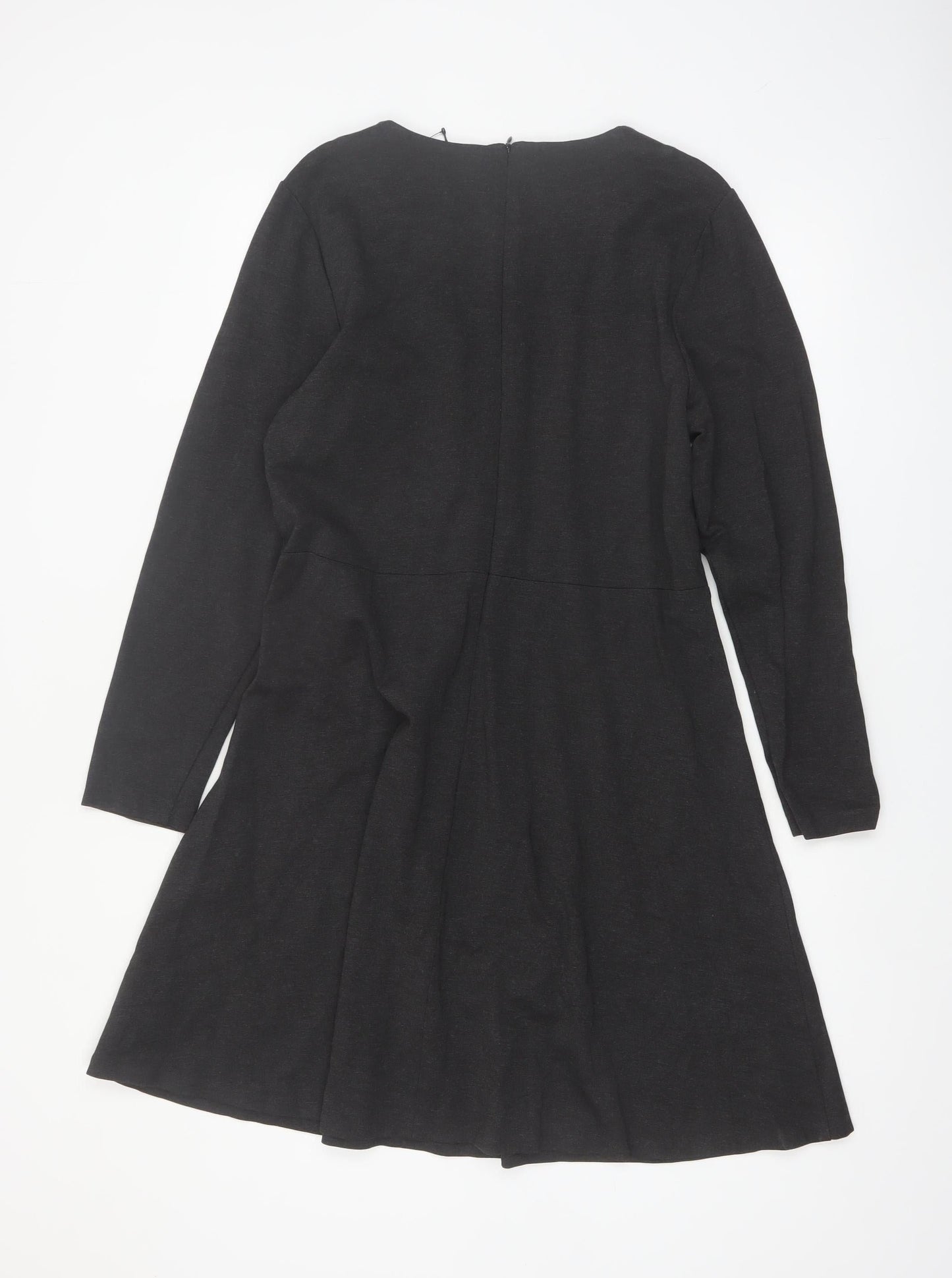 Marks and Spencer Women Black Size 16 Fit & Flare Knee Length Dress
