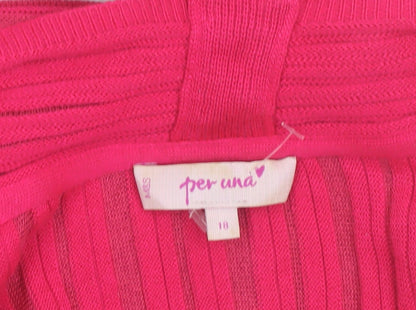 Marks and Spencer Per Una Women’s Pink Size 18 Ribbed Knit Cardigan