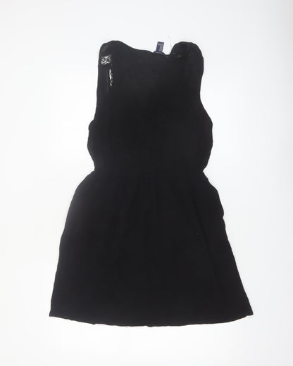 Forever 21 Women Black M Sleeveless Embroidered Shift Dress