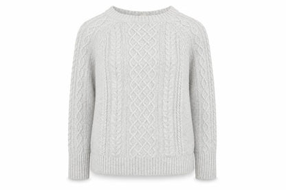 Gap Women Grey Cotton Cable-Knit Jumper Size S Crew Neck