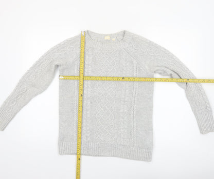 GAP Women Grey Cotton Cable-Knit Jumper Size S Crew Neck
