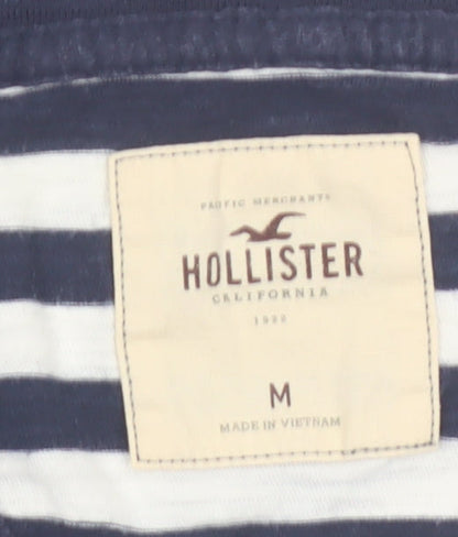 Hollister Women's Blue Striped 3/4 Sleeve Scoop Neck T-Shirt M