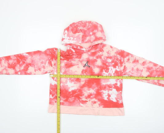 Jordan Girls Pink Tie-Dye Hoodie 12-13 Years Pullover Fleece Long Sleeve