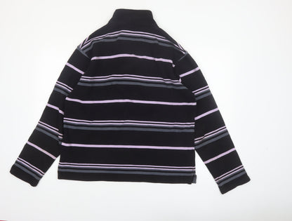 Armand Thiery Men's Black Striped 1/4 Zip Cotton Sweatshirt L