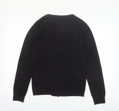 Esprit Women Black Beaded Button Cardigan Knit Jumper Size L