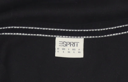 Esprit Women Black Beaded Button Cardigan Knit Jumper Size L