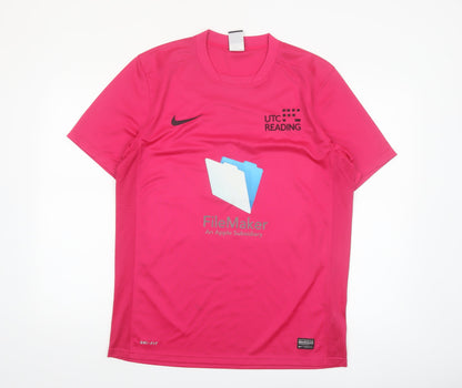 Nike Mens Pink Dri-Fit Football T-Shirt Size L Athletic Fit