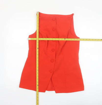 River Island Women’s Red Sleeveless Button Blouse Size 10