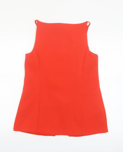 River Island Women’s Red Sleeveless Button Blouse Size 10