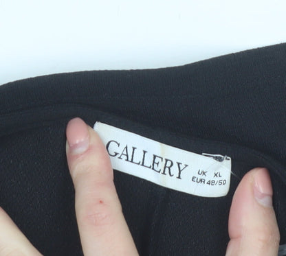 Gallery Women Black V-Neck 3/4 Sleeve Relaxed Fit Blouse XL