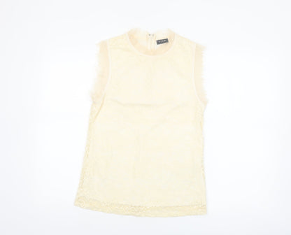 Vila Women’s Beige Lace High Neck Sleeveless Camisole Blouse M