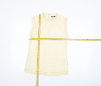 Vila Women’s Beige Lace High Neck Sleeveless Camisole Blouse M