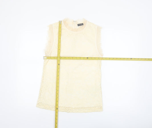 Vila Women’s Beige Lace High Neck Sleeveless Camisole Blouse M