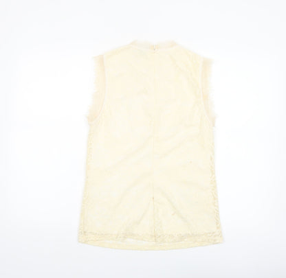 Vila Women’s Beige Lace High Neck Sleeveless Camisole Blouse M
