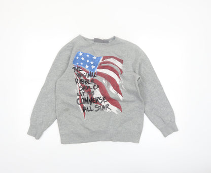 Converse Boys Grey Graphic Flag Sweatshirt 10-12 Years Pullover Fleece