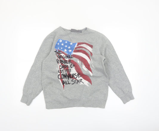 Converse Boys Grey Graphic Flag Sweatshirt 10-12 Years Pullover Fleece