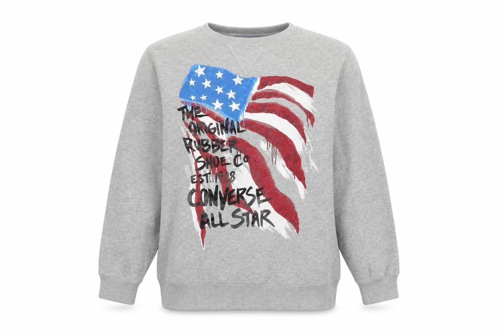Converse Boys Grey Graphic Flag Sweatshirt 10-12 Years Pullover Fleece